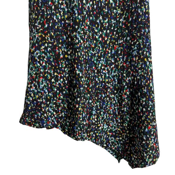 Sandro Green Viscose Knit Short Sleeve Asymmetric Printed Dress Size Small - Picture 7 of 11